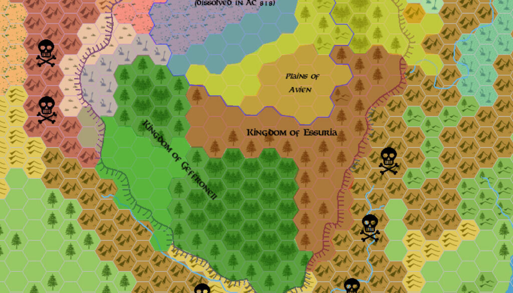 Denagoth Plateau 690-856 AC, 24 miles per hex, by Simone Neri, March 2006