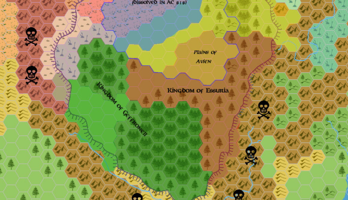 Denagoth Plateau 690-856 AC, 24 miles per hex, by Simone Neri, March 2006