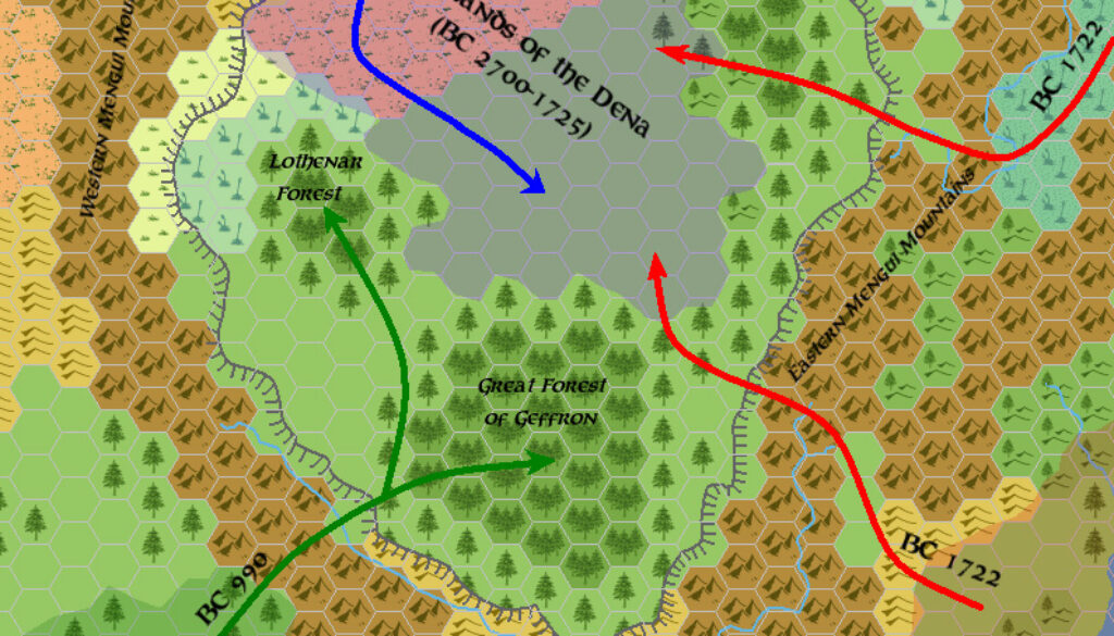 Denagoth Plateau First Migrations, 1750 BC to 950 BC, by Simone Neri, March 2006