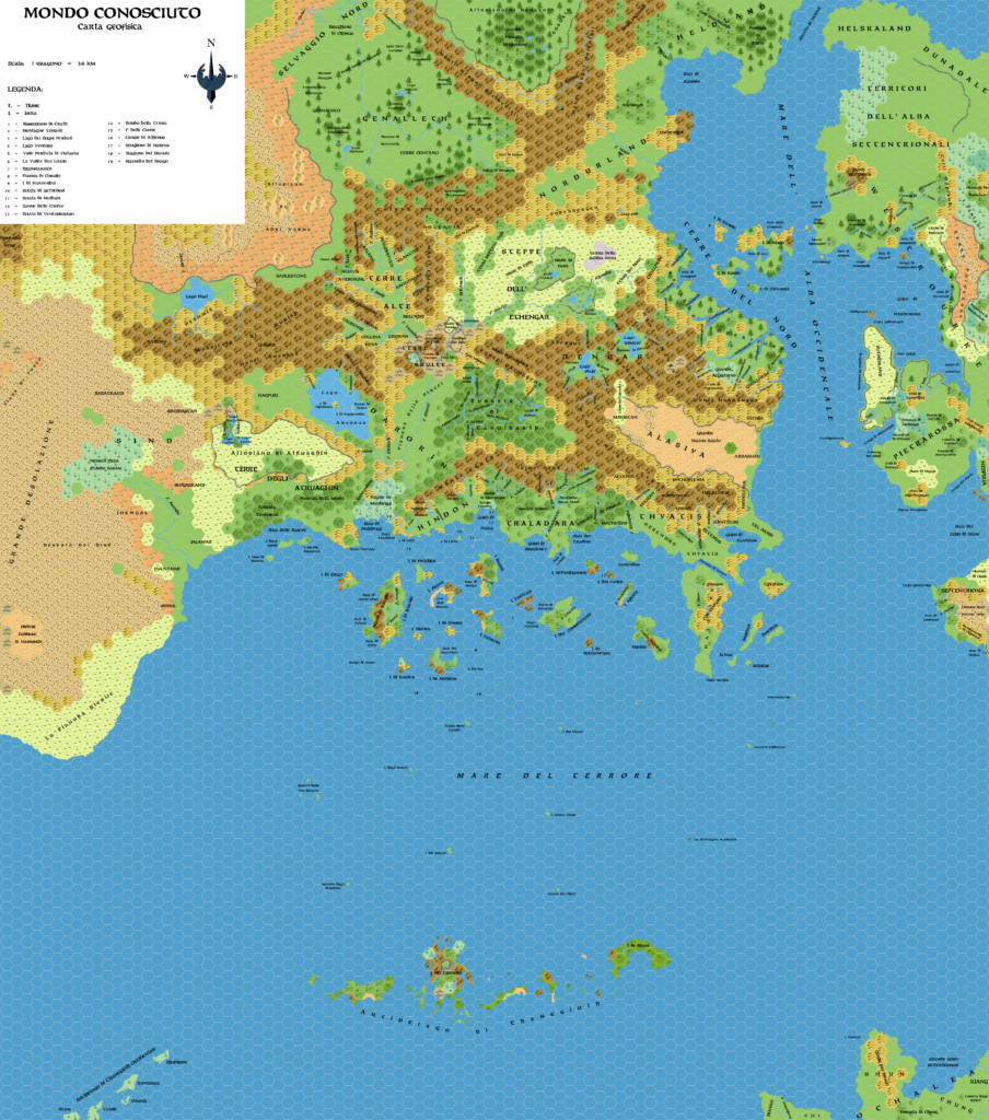 The Known World, 24 miles per hex, by Simone Neri, March 2007 (geographical version)