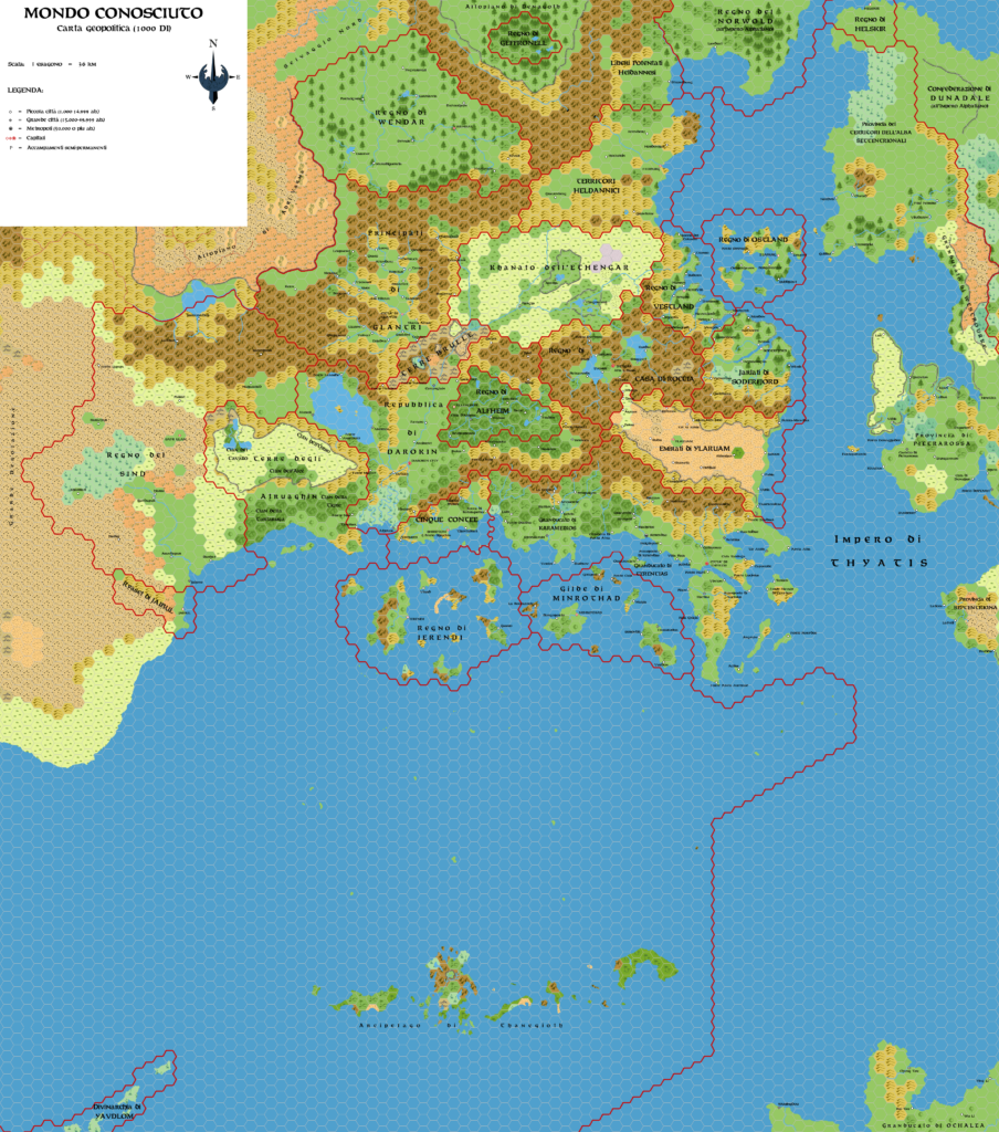The Known World, 24 miles per hex, by Simone Neri, March 2007 (political version)