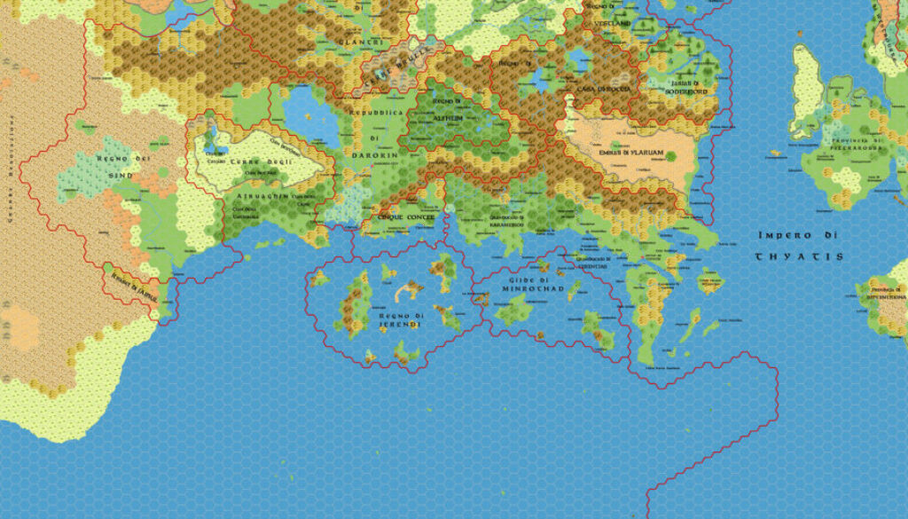 The Known World, 24 miles per hex, by Simone Neri, March 2007 (political version)