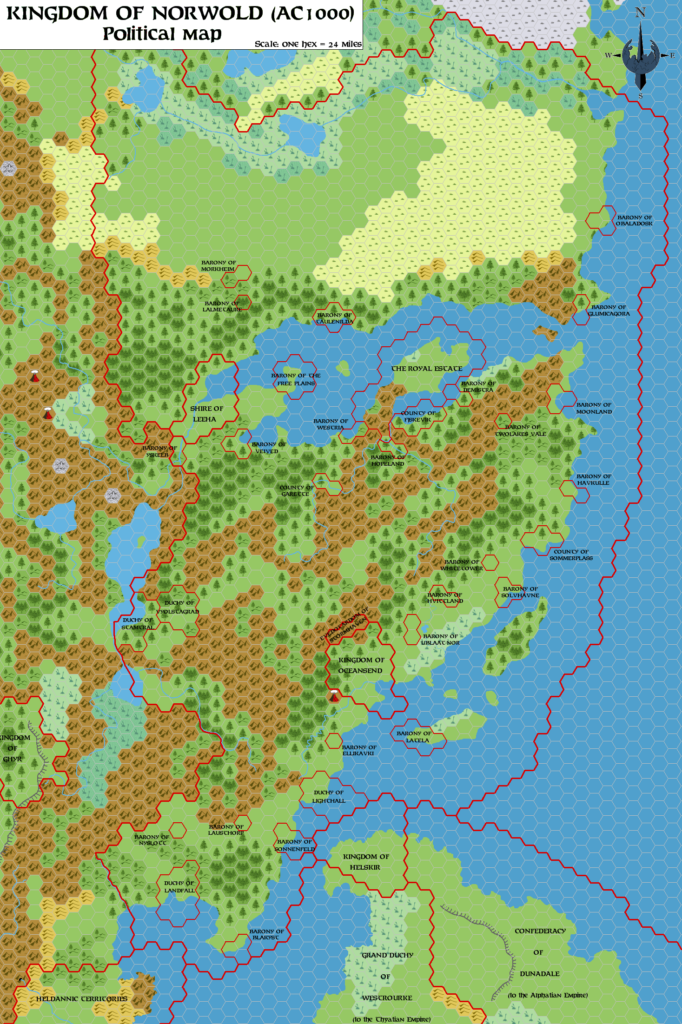 Norwold, 24 miles per hex, by Simone Neri, November 2006 (version 1.5 Political)