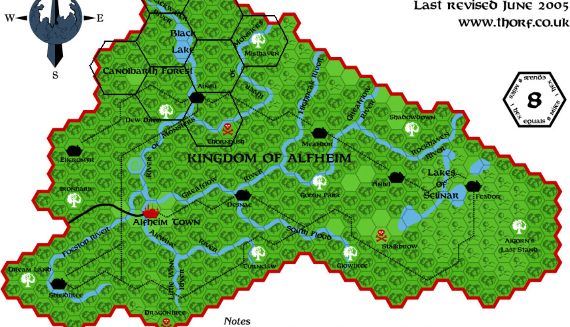 Alfheim, 8 miles per hex by Thorfinn Tait, with 3 mile per hex overlay by Simone Neri, July 2008