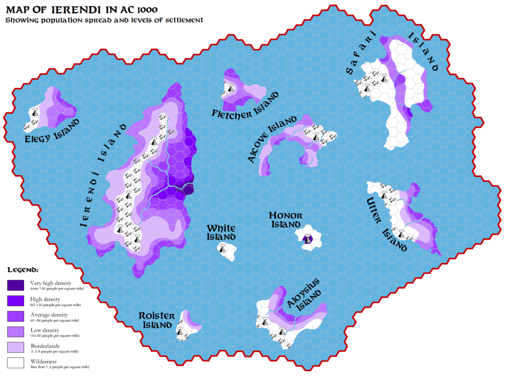 Ierendi, 8 miles per hex Demographic, by Simone Neri, March 2014
