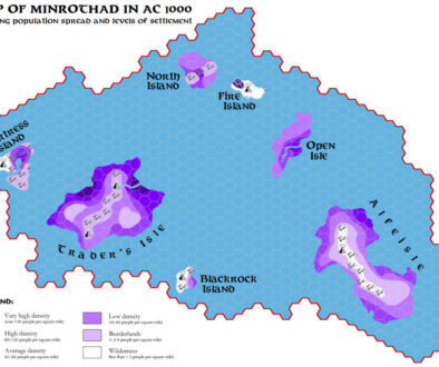 Minrothad, 8 miles per hex Demographic, by Simone Neri, March 2014
