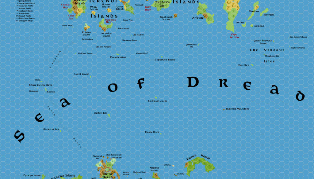 The Sea of Dread, 24 miles per hex, by Simone Neri, March 2014