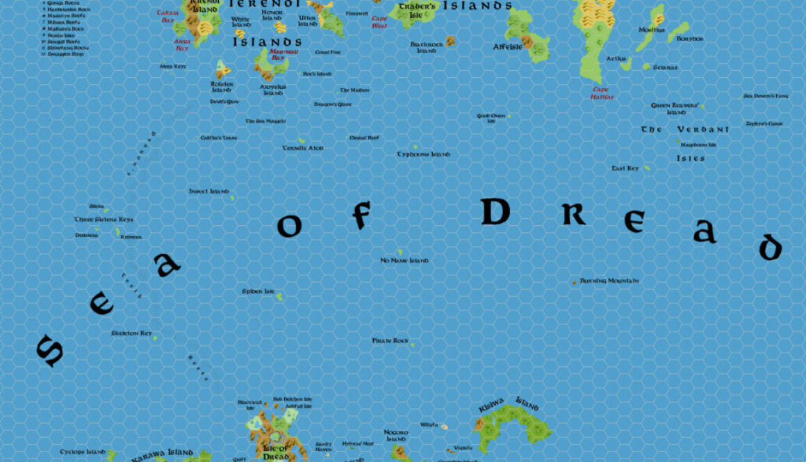 The Sea of Dread, 24 miles per hex, by Simone Neri, March 2014