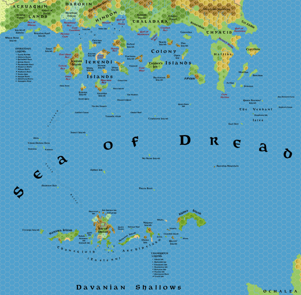 The Sea of Dread, 24 miles per hex, by Simone Neri, March 2014